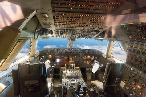 Inside Airplane Pilot Cabin Stock Image Image Of Engine Electronics