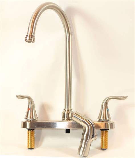 Amazing gallery of interior design and decorating ideas of gooseneck faucet in bathrooms, laundry/mudrooms, kitchens by elite interior. Kitchen Faucet Gooseneck Spout with spray, Double handle ...