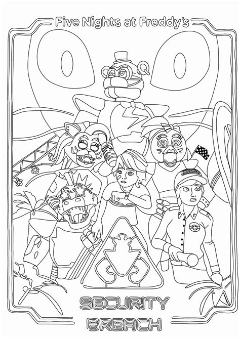 5x A4 Fnaf Security Breach Bundle 1 Digital Colouring Pages Numonday