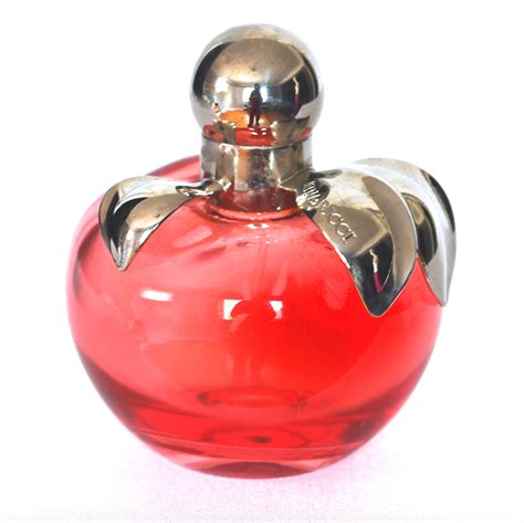 Nina Ricci Apple Shaped 1980s Perfume Bottle With Silver Tone Top