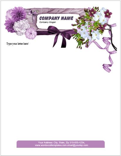 Written in fancy script, the words from the desk of help personalize this business letterhead. Floral Letterhead Templates for MS Word | Word & Excel ...