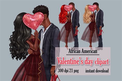 Valentines Day African American Couple Clipart Love Art 1163380