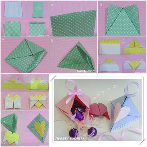 Today lovely diy will share tutorials about, how to make gift box using cardboard and gift wrapping paper, you can try at. DIY Origami Triangle Heart Lock Gift Box