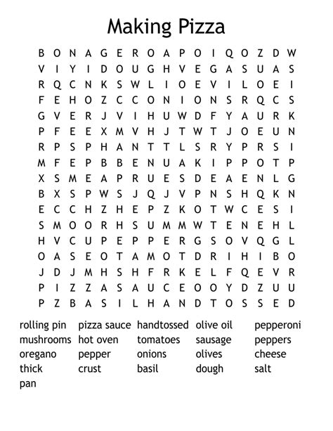 Making Pizza Word Search Wordmint