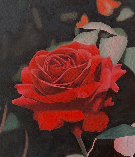 Single Red Rose Original Oil Painting On Canvas Floral Etsy Uk