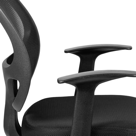 Flash Furniture Mid Back Black Mesh Swivel Ergonomic Task Office Chair With T Arms Desk Chair