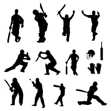 Premium Vector Cricket Player Silhouettes Collection Set Of Cricket