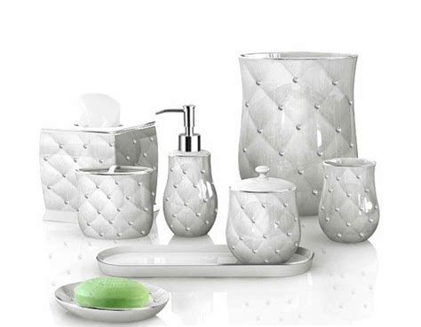 Revamp your bathroom with luxury bathroom accessories including mother of pearl accessories, chrome bathroom decor and cracked crystal accents. 15 Luxury Bathroom Accessories Set | Home Design Lover