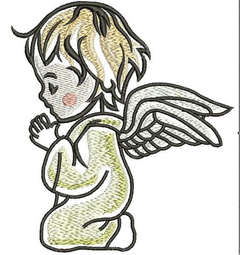 Cute Angel With Wings Machine Embroidery Design Etsy Machine