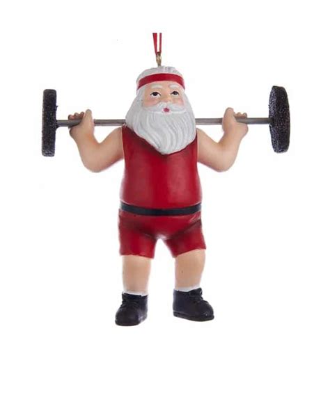 Santa Weight Lifter Exercise Fitness Ornament Winterwood Gift