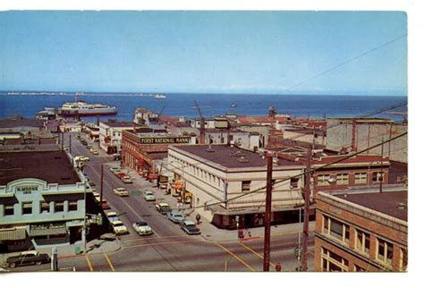 Aerial View Business District Harbor Port Angeles Washington Vintage