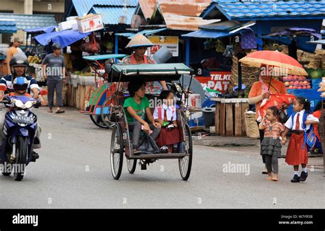 Bicycle Rickshaw Singkawang City West Kalimantan Indonesian Borneo