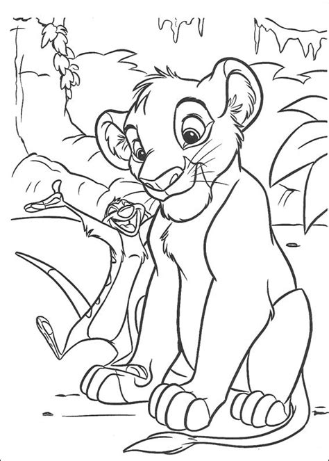 Coloring page of simba walking in savannah. Lion King Coloring Pages