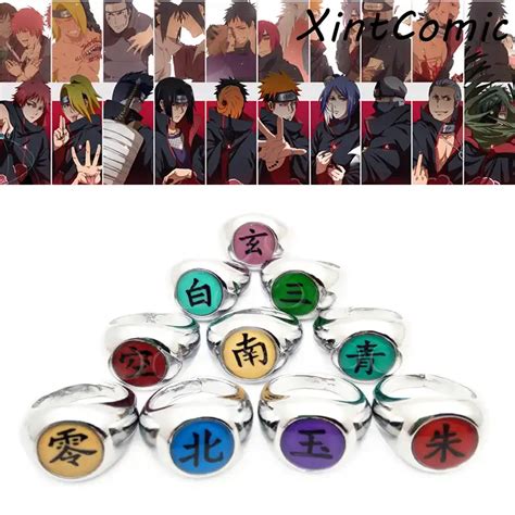 Hot Anime Naruto Rings 10pcs Akatsuki Cosplay Members Full Set Sasori