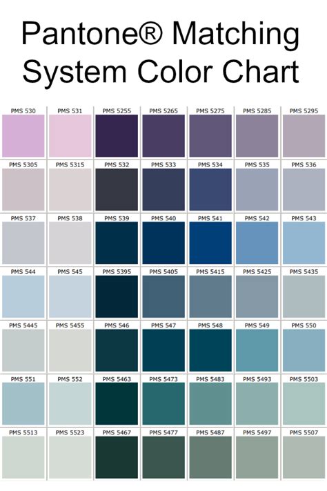 Pantone® Matching System Color Chart Pantone Color Chart Colour Chart