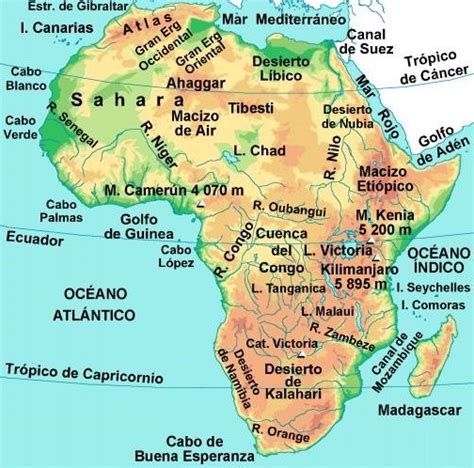 Mapa De Africa Mapa Físico Geográfico Político Turístico Y Temático