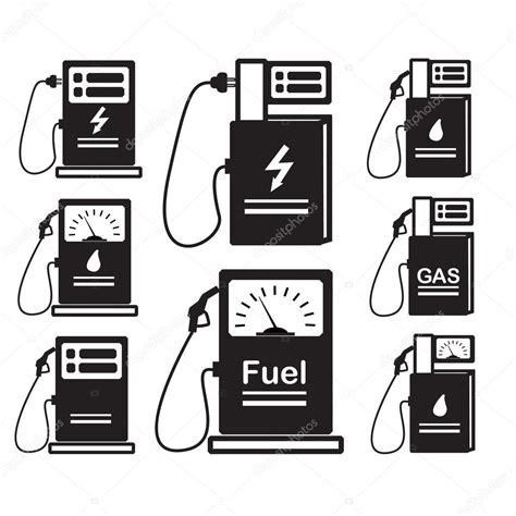 Set Of Icons Refueling Car Diesel Gas Stock Vector Image By
