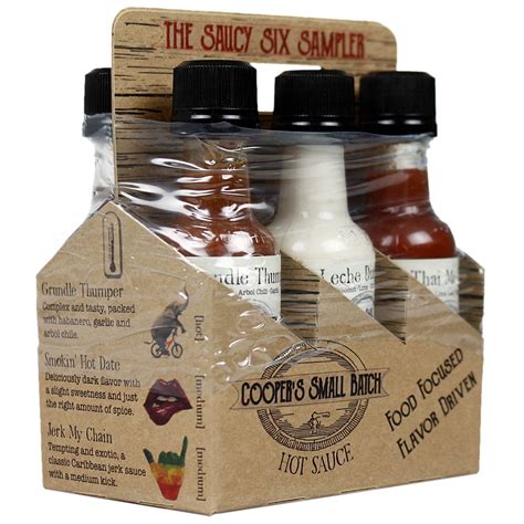 Coopers Small Batch Saucy Six Sampler Hot Sauce Pack T Set Flavor