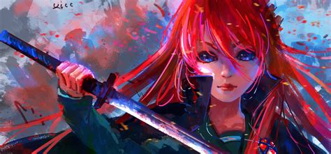 papel de parede anime meninas anime vermelho arma azul espada shakugan no shana cor