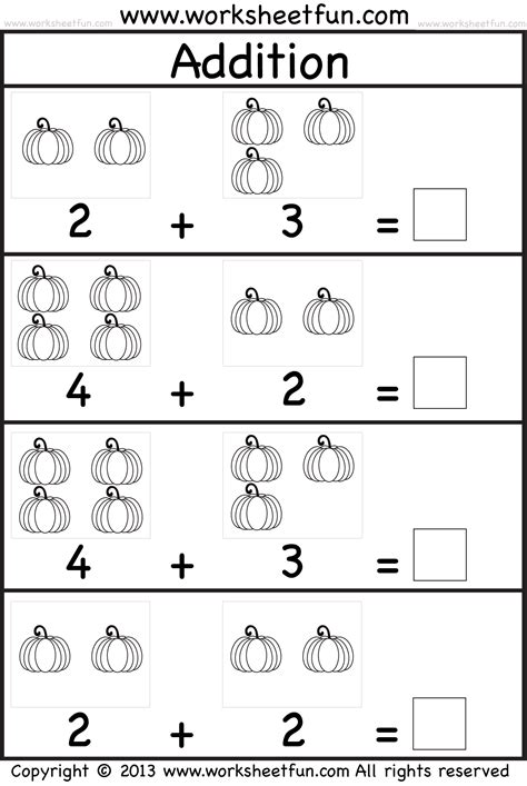 Pumpkin Picture Addition Kindergarten Addition Worksheet Free