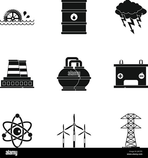 Energy Sources Icon Set Simple Style Stock Vector Image And Art Alamy