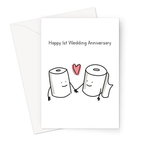 Happy 1st Wedding Anniversary Greeting Card Paper Wedding Etsy Uk Wedding Anniversary