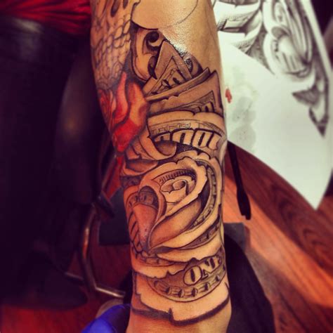 If you need something that is specially crafted on your skin and getting a chic money tattoo can make you look different when people see the #design on your skin. A money rose love doin these good start tk a sleeve ...