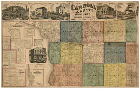 Carroll County Illinois 1869 Old Map Reprint Old Maps