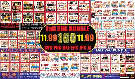 Fall Svg Bundle Mega Bundle 160 Designsweet Art Design Fall Autumn