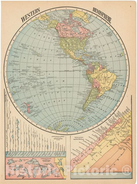 Historic Map Western Hemisphere 1910 World Map Vintage Wall Art