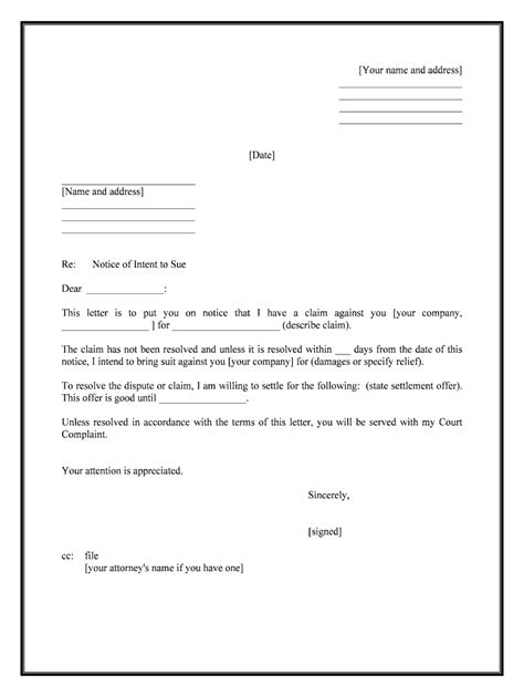 Letter Intent Sue Fill And Sign Printable Template Online Us Legal