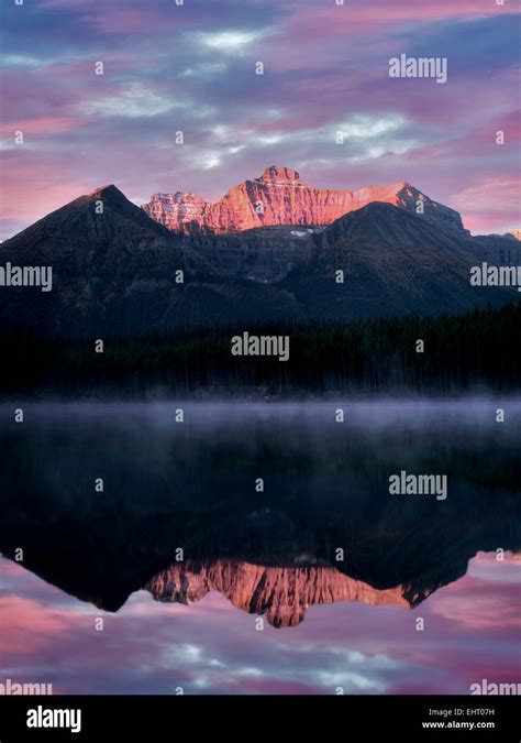 Herbert Lake With Mt Temple Reflection And Sunrise Banff National