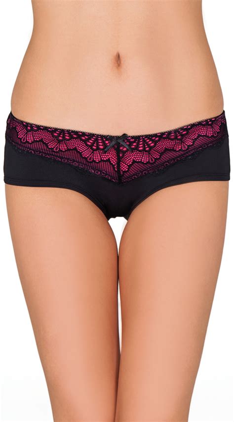 Twisted Black And Pink Lace Hipster Black Lace Panties Full Back Panties