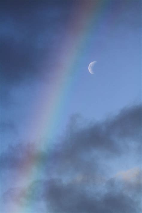 Rainbow And Moon Angel Clouds Sky And Clouds Rainbow Aesthetic Sky