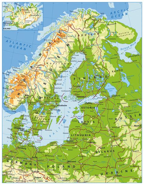 Northern Europe Physical Map By Cartarium Graphicriver