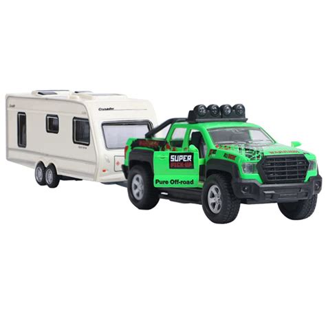 Buy Pickup Truck Trailer With Motorhome Toys For Boys Rv Camper Diecast