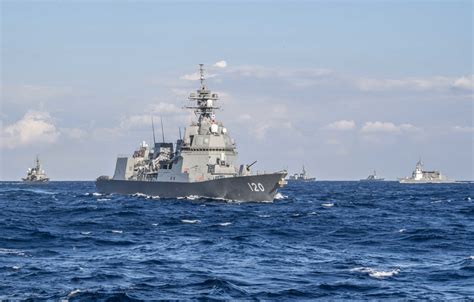 Обои Океан Море Волны Морские силы самообороны Японии Силы
