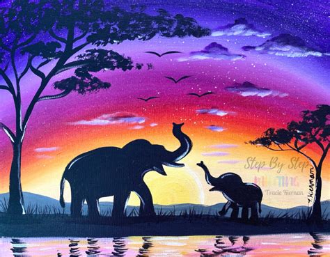 African Sunset Painting Step By Step Painting Tutorial