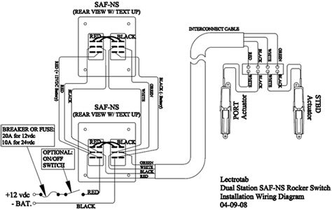Following the trim tab switch wiring diagram, pull the 25' cylinder wires to the. Wiring Diagram - Flat Rocker Switch (SAF-S, SAF-NS, SF-S Series) | Lectrotab Electromechanical ...