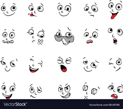 Emotions Cartoon Facial Expressions Set Royalty Free Vector