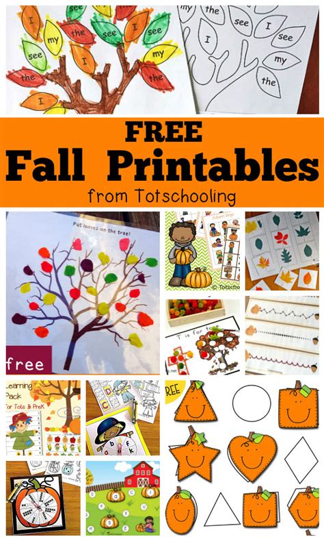 Free Fall Printables For Kids Totschooling Toddler Preschool