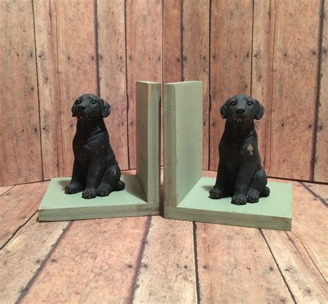 Black Lab Dogs Figurines Set Of Bookendslabrador Retriever Etsy