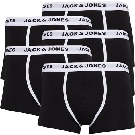 Buy Jack And Jones Mens Hugh Piping Trunks Five Pack Blackblackblack