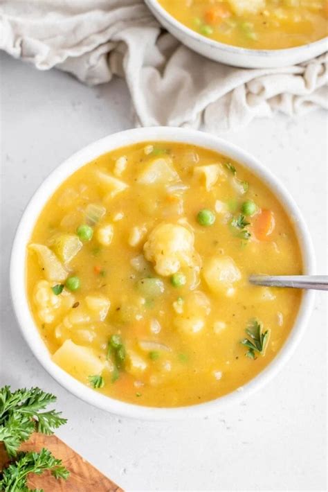 Cauliflower Potato Soup With Peas Running On Real Food