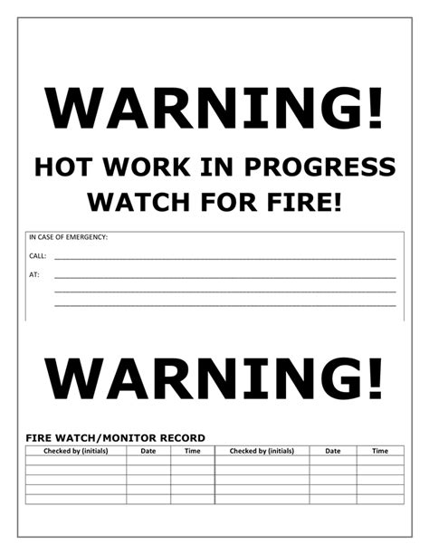 Hot Work Permit Template Word