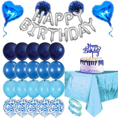 Buy Blue Birthday Party Decoration Happy Birthday Banner Sky Blue Fringe Curtain Foil