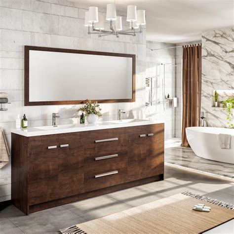 Eviva Lugano 84 Rosewood Modern Bathroom Vanity With White Integrated
