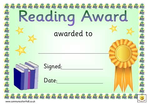 Reading Award Certificate Template Green Download Printable Pdf