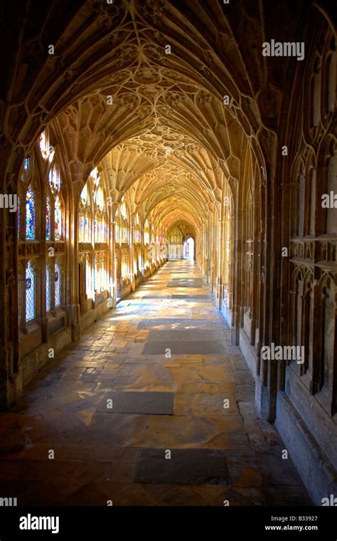 Cloisters In Gloucester Cathedral Gloucester England Uk Stock Photo