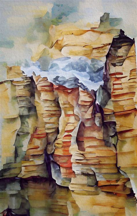 Cliffs Abstract Watercolor Art Stock Illustration Illustration Of